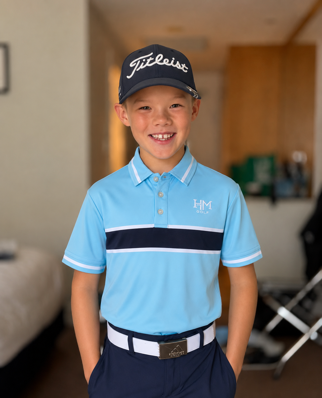 Chest Stripe Blue Polo